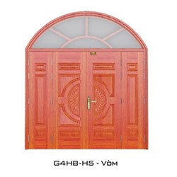Cửa thép vân gỗ GSD 4 cánh ô thoáng vòm
