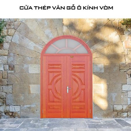 Cửa thép vẫn gỗ GSD ô kính vòm