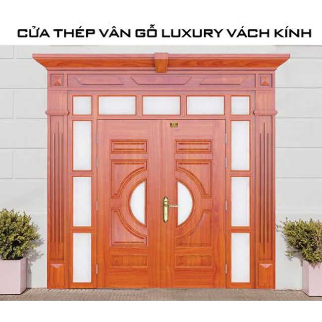 Cửa thép vân gỗ Luxury GSD vách kính