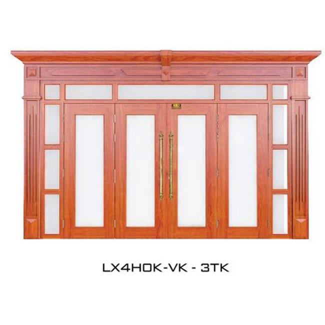 Cửa thép vẫn gỗ GSD Luxury vách kính- LX4HOK -VK-3TK