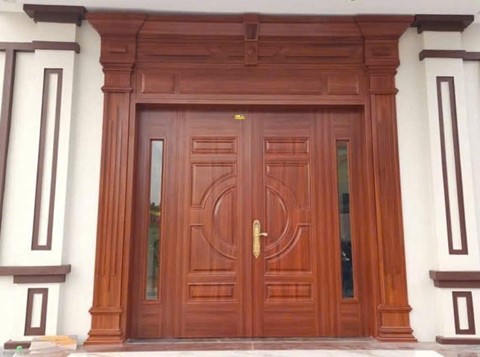 Cửa thép vẫn gỗ 4 cánh lệch